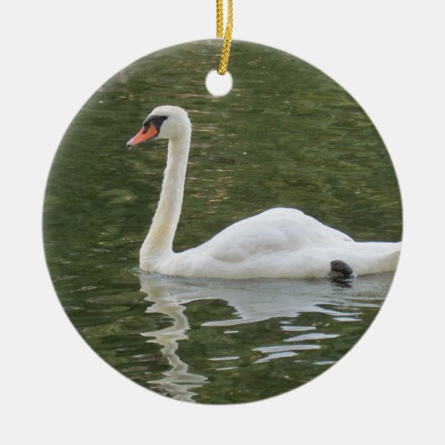 Swimming Swan Christmas Ornament (Front)
