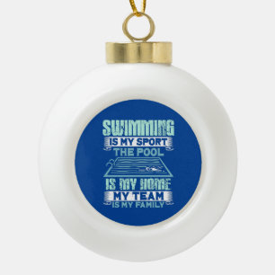 Swimming Swim Gift Ceramic Ball Christmas Ornament