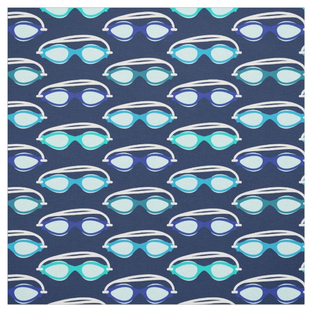 Swimming Swim Goggles Pattern on Dark Blue Fabric (Swatch)