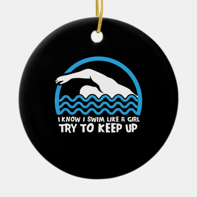 Swimming Swimmer Gift Ceramic Ornament (Front)