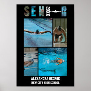 Swimming Swimmer Graduation Senior Night Poster
