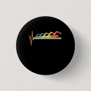 Swimming Swimmer Heartbeat Gift Premium 3 Cm Round Badge