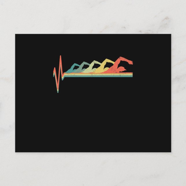 Swimming Swimmer Heartbeat  Gift Premium Announcement Postcard (Front)