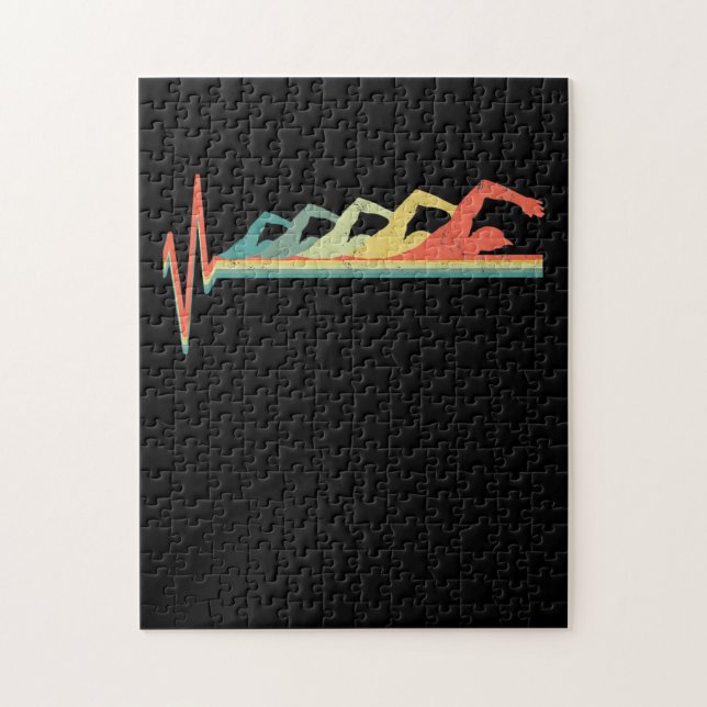 Swimming Swimmer Heartbeat  Gift Premium Jigsaw Puzzle (Vertical)