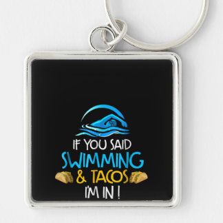 Swimming Taco Lover Funny Swim Team Men Women Key Ring