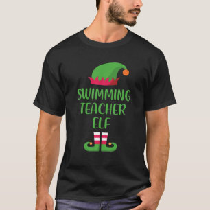 Swimming Teacher Elf Christmas Family Matching Gro T-Shirt
