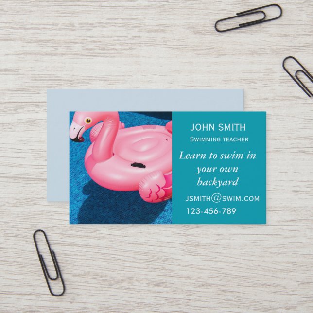 Swimming teacher freelance business card (Front/Back In Situ)