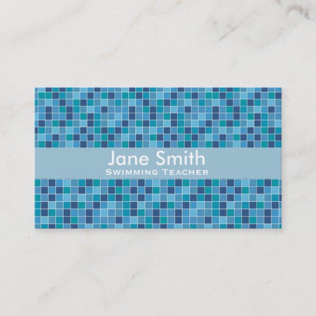 Swimming Teacher, Swim Coach, Swim Instructor Business Card (Front)