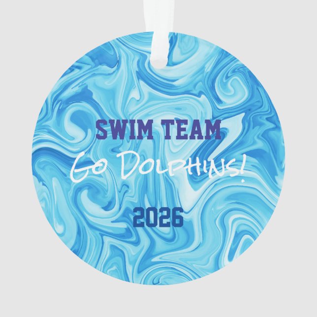 Swimming Team NAME Blue Water Sports YEAR Ornament (Back)