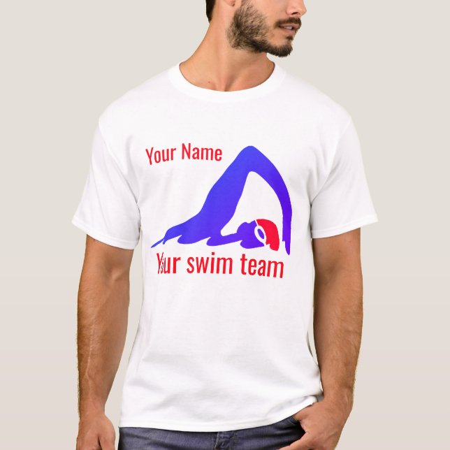 Swimming team, your name, freestyle swimmer T-Shirt (Front)