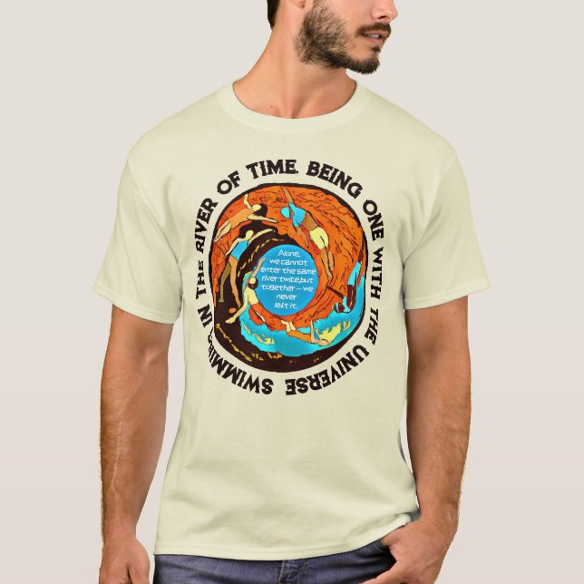 Swimming the River of Time Philosophical T-Shirt (Front)