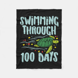 Swimming Through 100 Days Turtle 100th Day School Fleece Blanket
