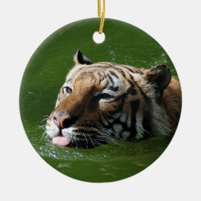 Swimming Tiger Ornament (Front)