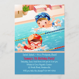 Swimming Tots Pool Party Invitation
