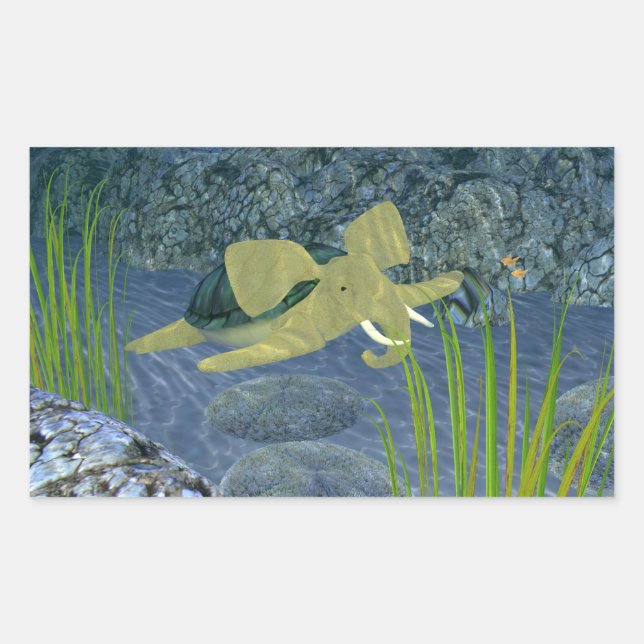 Swimming Turphant Rectangular Sticker (Front)