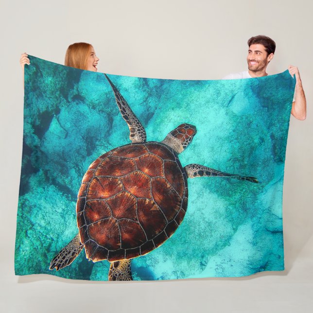 Swimming Turtle Fleece Blanket (In Situ)