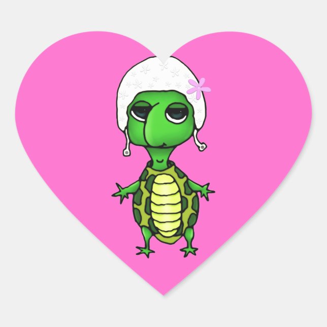 Swimming Turtle Heart Sticker (Front)