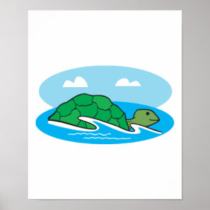 swimming turtle poster