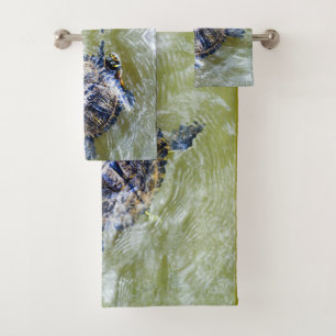 Swimming Turtle Says Hello Bath Towel Set