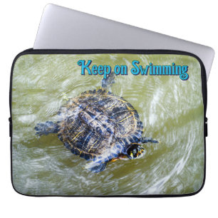 Swimming Turtle Says Hello Laptop Sleeve