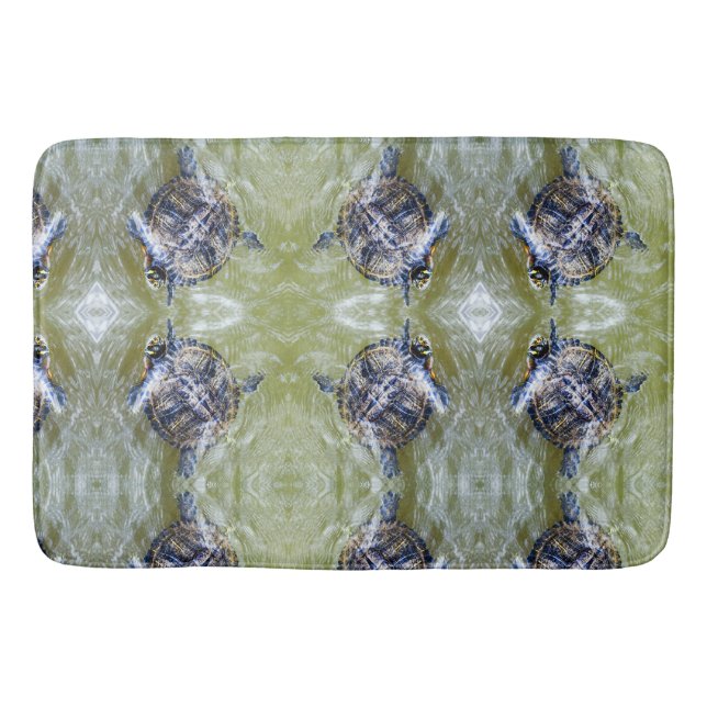Swimming Turtle with It's Head Popped Up Bath Mat (Front)