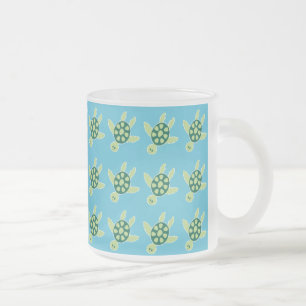 Swimming Turtles Frosted Glass Coffee Mug