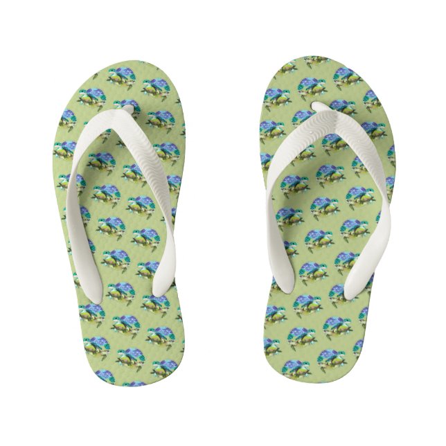 Swimming Turtles Pattern Kid's Thongs (Footbed)