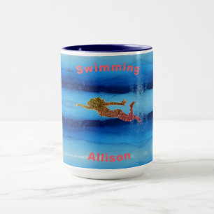 Swimming Under Water Sparkly Swimmer Mug