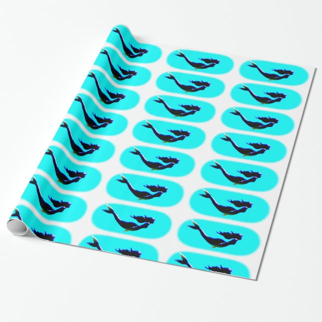 swimming underwater mermaids pattern wrapping paper (Unrolled)