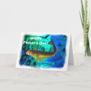 Swimming Walleye, Pickerel Fish Art Card