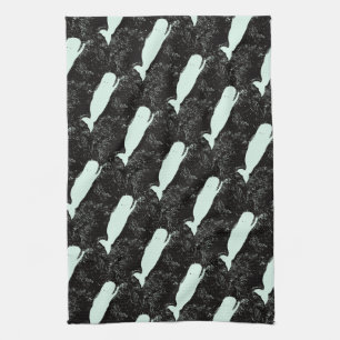 swimming white whales kitchen towel