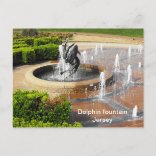 Swimming with dolphins fountain Jersey Postcard