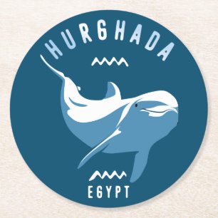Swimming with Dolphins Hurghada Egypt T-Shirt Round Paper Coaster