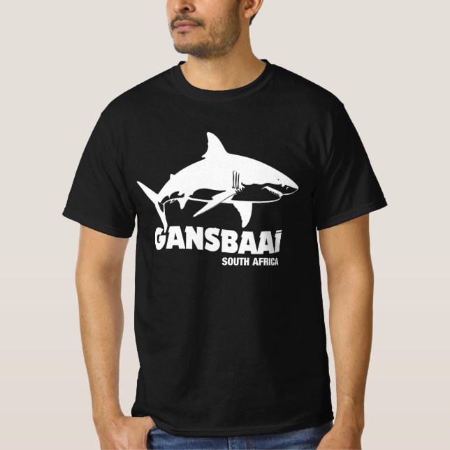 Swimming With Great White Sharks - Gansbaai Diving T-Shirt (Front)
