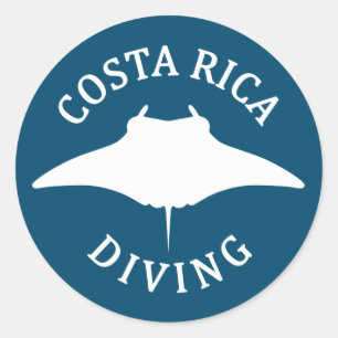 Swimming With Manta Ray - Costa Rica Scuba Diving Classic Round Sticker