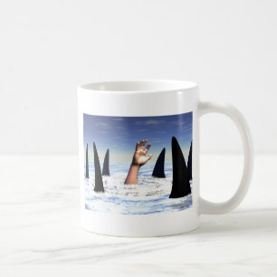 Swimming with sharks coffee mug