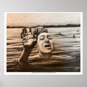Swimming with Sharks, drawing by Rachel Dolezal Poster