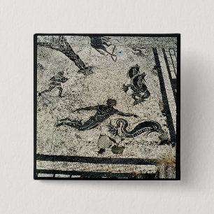 Swimming with the Dolphins, from the Frigidarium o 15 Cm Square Badge