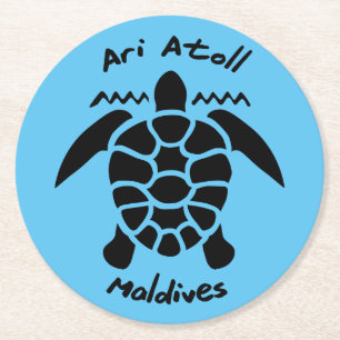Swimming With Turtles at The Maldives on Ari Atoll Round Paper Coaster