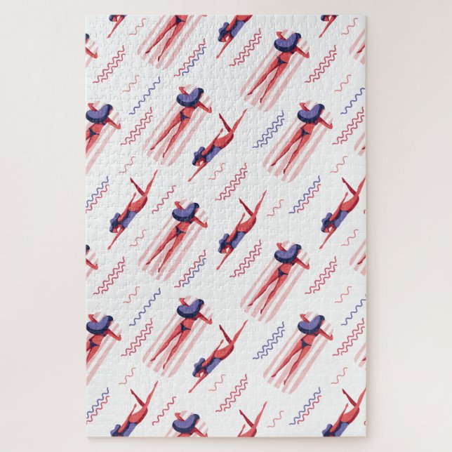 Swimming Woman Pattern Jigsaw Puzzle (Vertical)