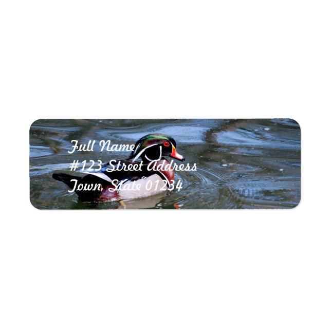 Swimming Wood Duck Return Address Label (Front)