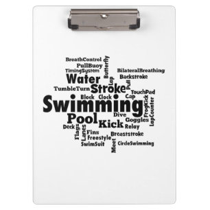 Swimming Word Cloud Clipboard