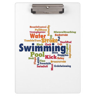 Swimming Word Cloud Clipboard