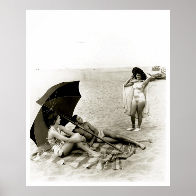 Swimsuit Girl Seaside Oregon Beach Vintage Poster (Front)