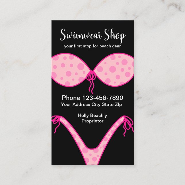 Swimwear Shop Summer Bikini Design Business Card (Front)