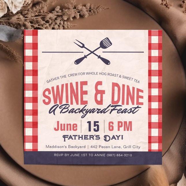 Swine and Dine Father's Day Backyard Feast Invitation (Creator Uploaded)