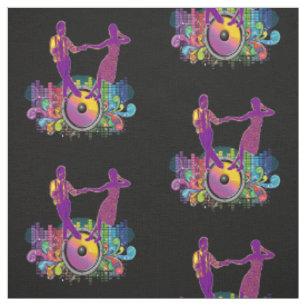 Swing Dance Couple On Record And Music Beats Fabric
