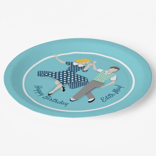 Swing Dance Couple Paper Plate (Angled)