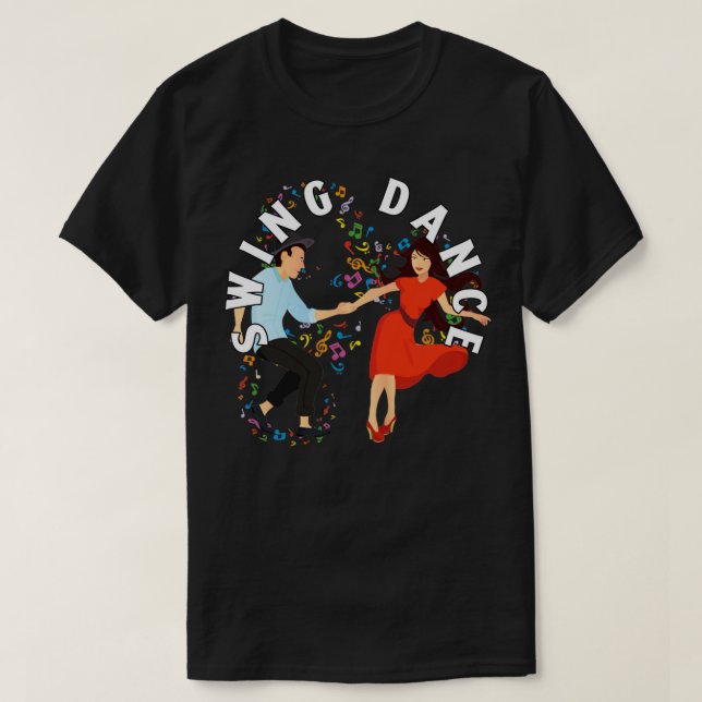 Swing Dance Musical Notes T-Shirt (Design Front)
