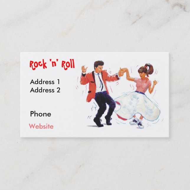 swing dancer with poodle skirt and saddle shoes po business card (Front)